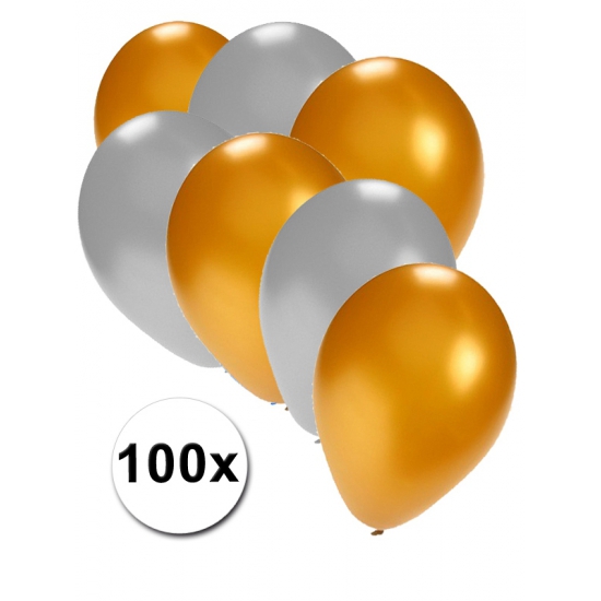 100 stuks ballonnen in goud en zilver