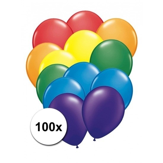 100 stuks regenboog ballonnen