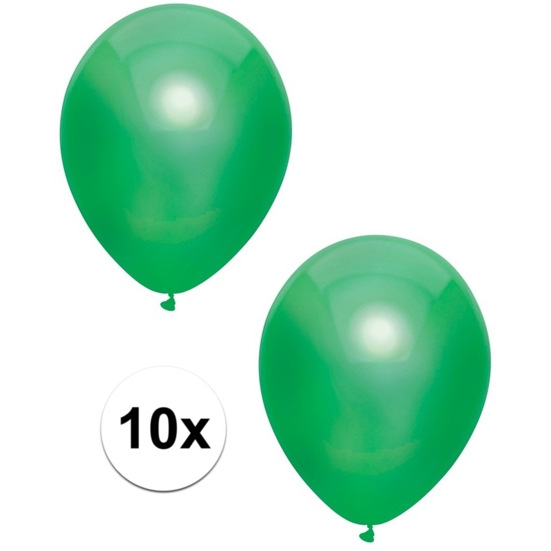 10x Donkergroene metallic heliumballonnen 30 cm -