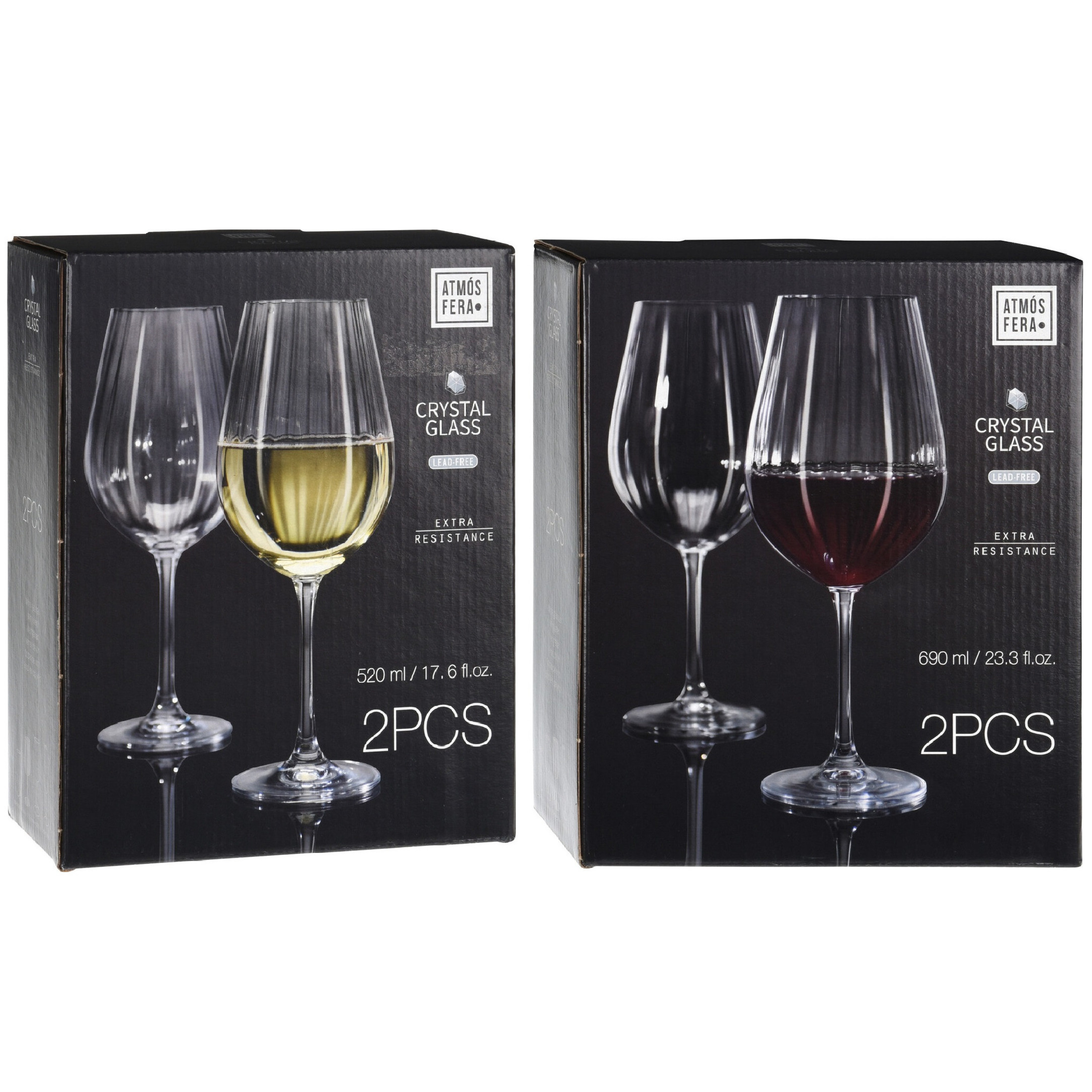 6x Witte en 6x rode wijnglazen set 520 ml/690 ml van kristalglas - Kristalglazen - Wijnglas - Wijnen - Wijnliefhebber cadeau