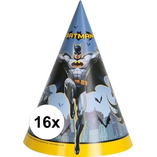 16x Batman kartonnen feesthoedjes -