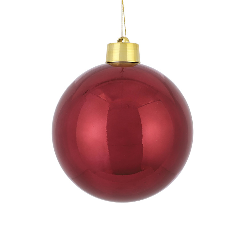 1x Grote kunststof decoratie kerstbal donkerrood 20 cm -
