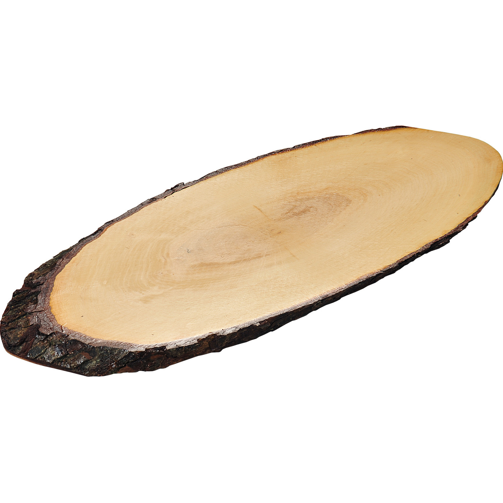 1x Ovale grote boomstam/boomschors houten serveerplanken 20 x 50-59 cm -