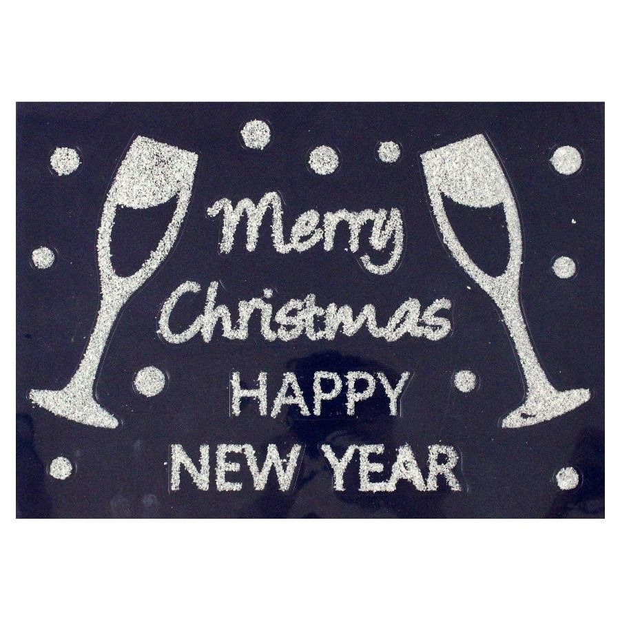 1x stuks velletjes kerst glitter raamstickers Merry Christmas 28,5 x 40 cm -