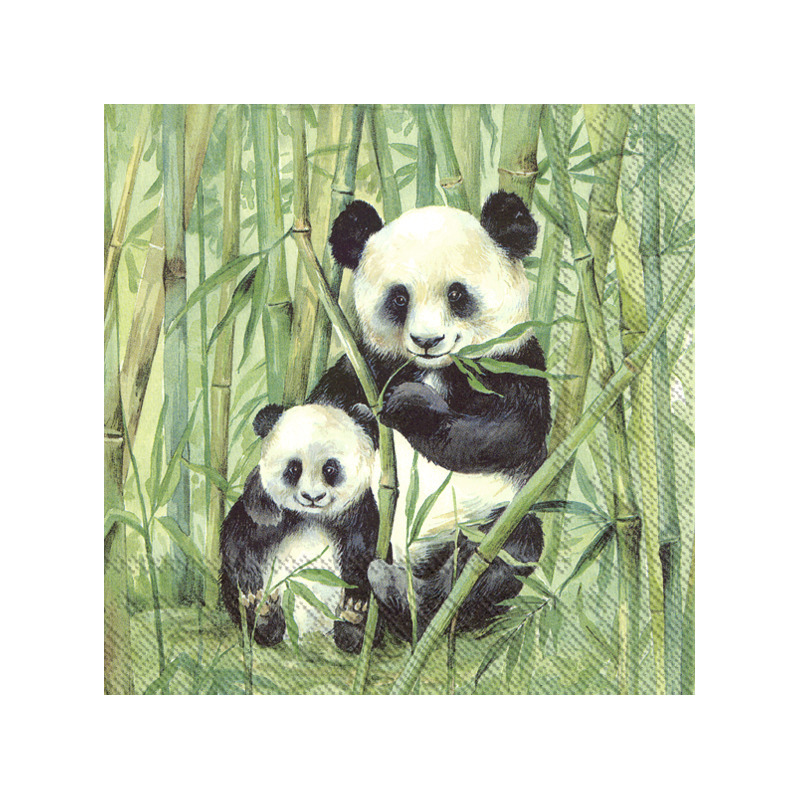 20x Groene 3-laags servetten pandaberen 33 x 33 cm -