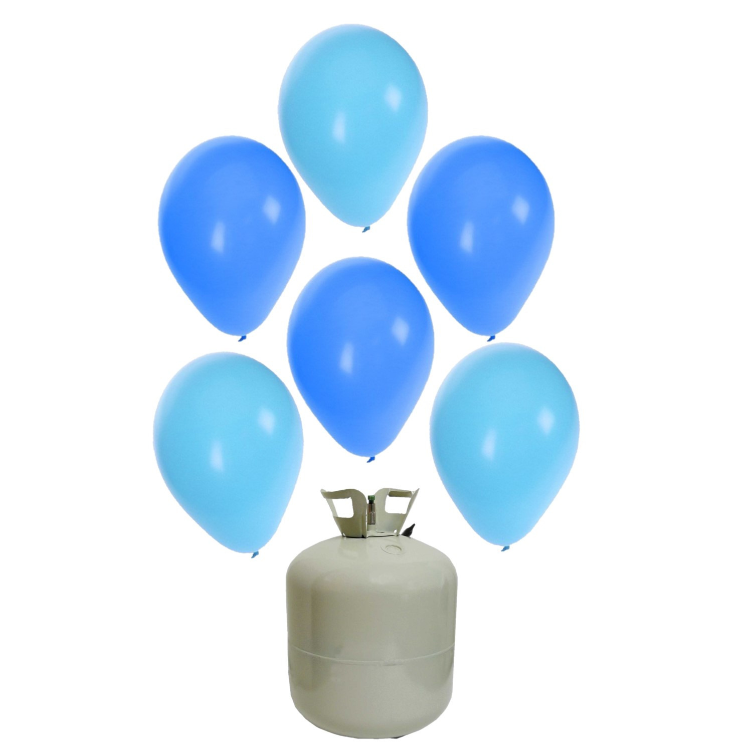20x Helium ballonnen blauw/licht blauw 27 cm jongetje geboorte + helium tank/cilinder -