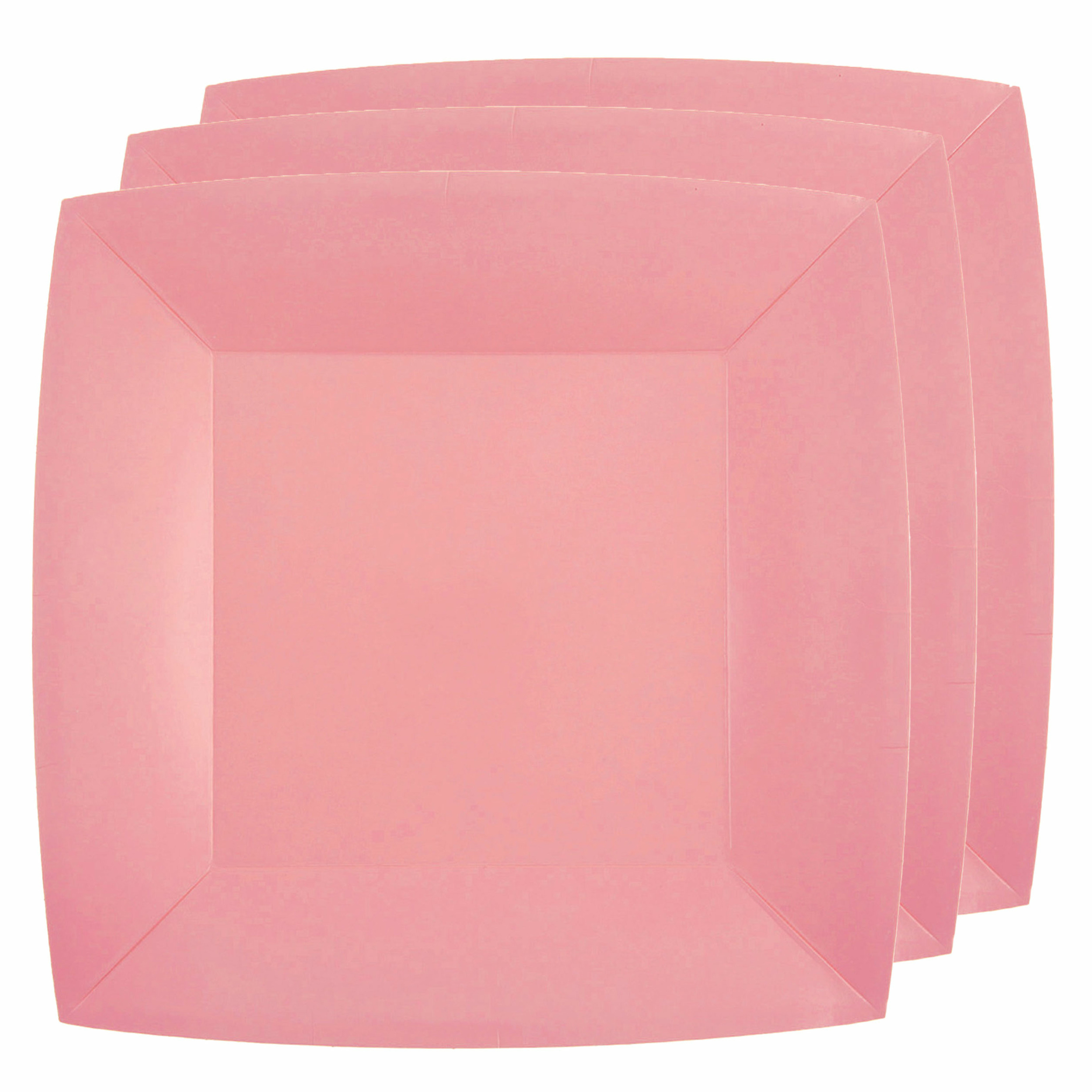 Santex feest ontbijt/gebak bordjes - 20x stuks - papier/karton vierkant - roze - 18cm