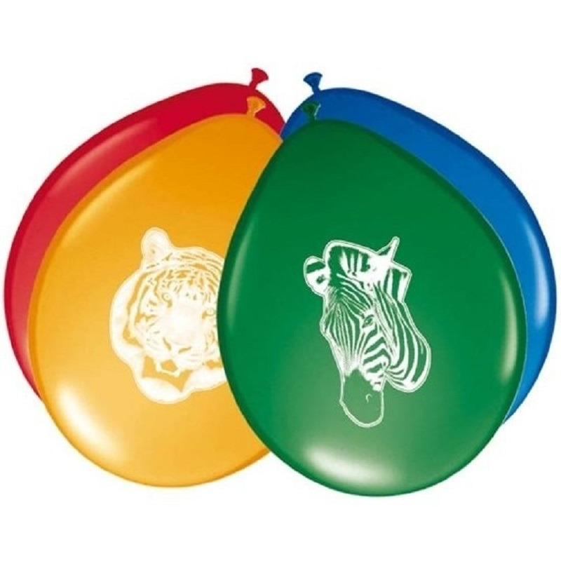 24x stuks Safari/jungle dieren kinderfeestje thema ballonnen 27 cm -