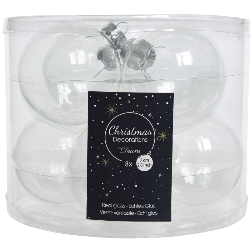 24x stuks Transparante kerstversiering kerstballen van glas 7 cm - Dootzichtige kerstballen