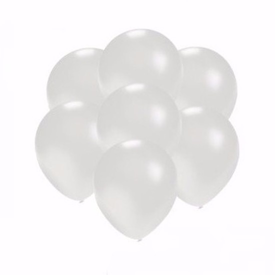 25x Voordelige metallic witte ballonnen klein