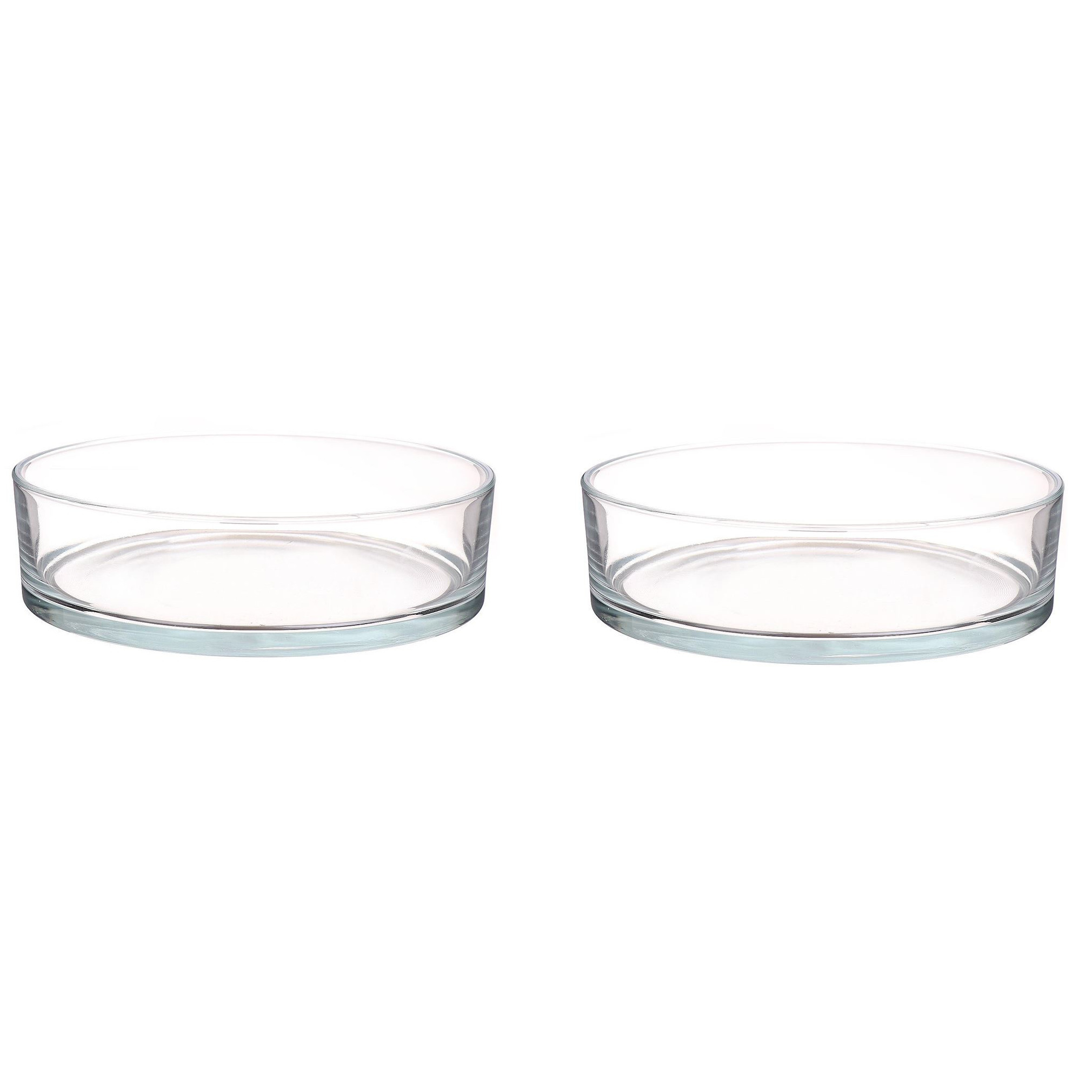 2x Lage schalen/vazen transparant rond glas 8 x 29 cm - cilindervormig - glazen vazen - woonaccessoires