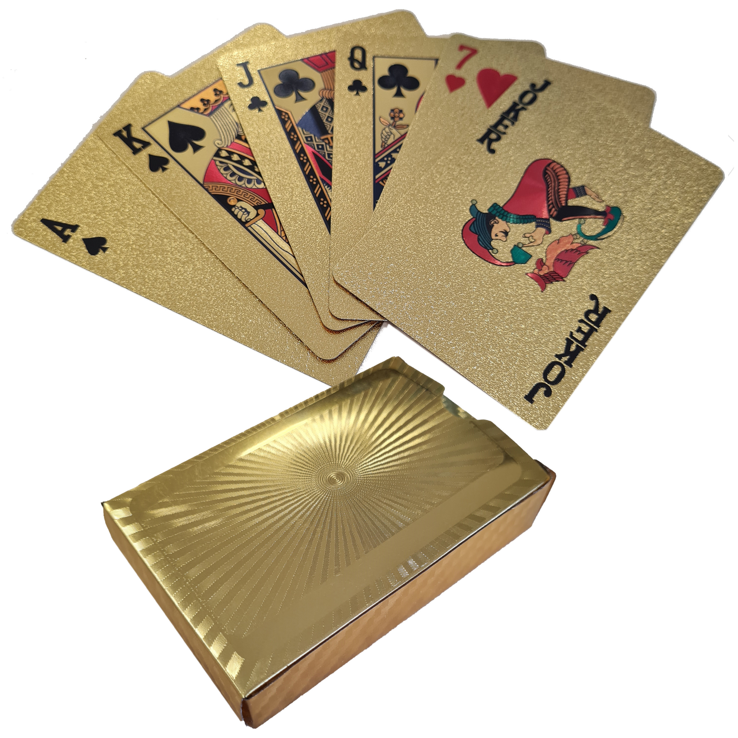 2x Pakjes gouden speelkaarten 54 stuks van geplastificeerd karton -