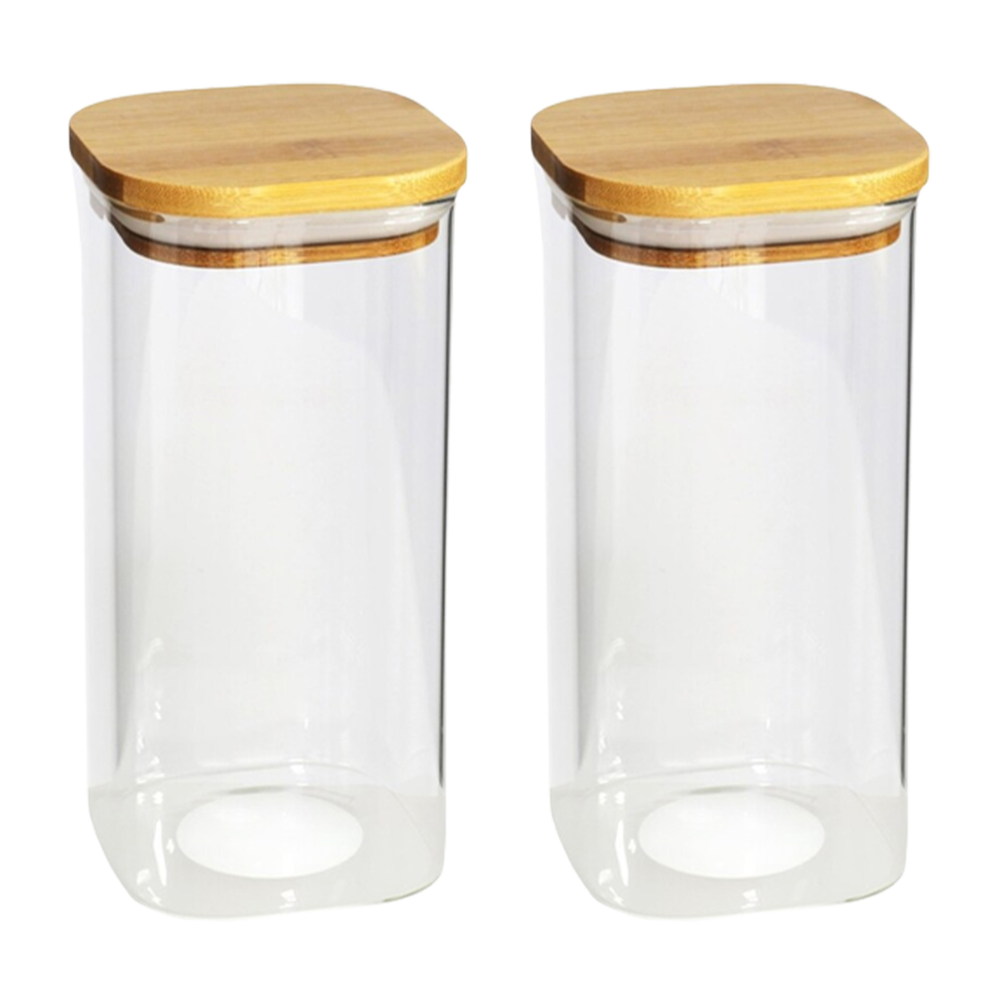 Gerim - Voedsel bewaren voorraadpot - 2x stuks - glas - bamboe deksel - 1800 ml