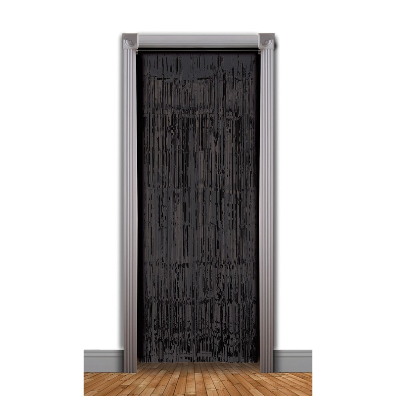 2x stuks zwarte deurgordijnen van folie 240 x 94 cm -