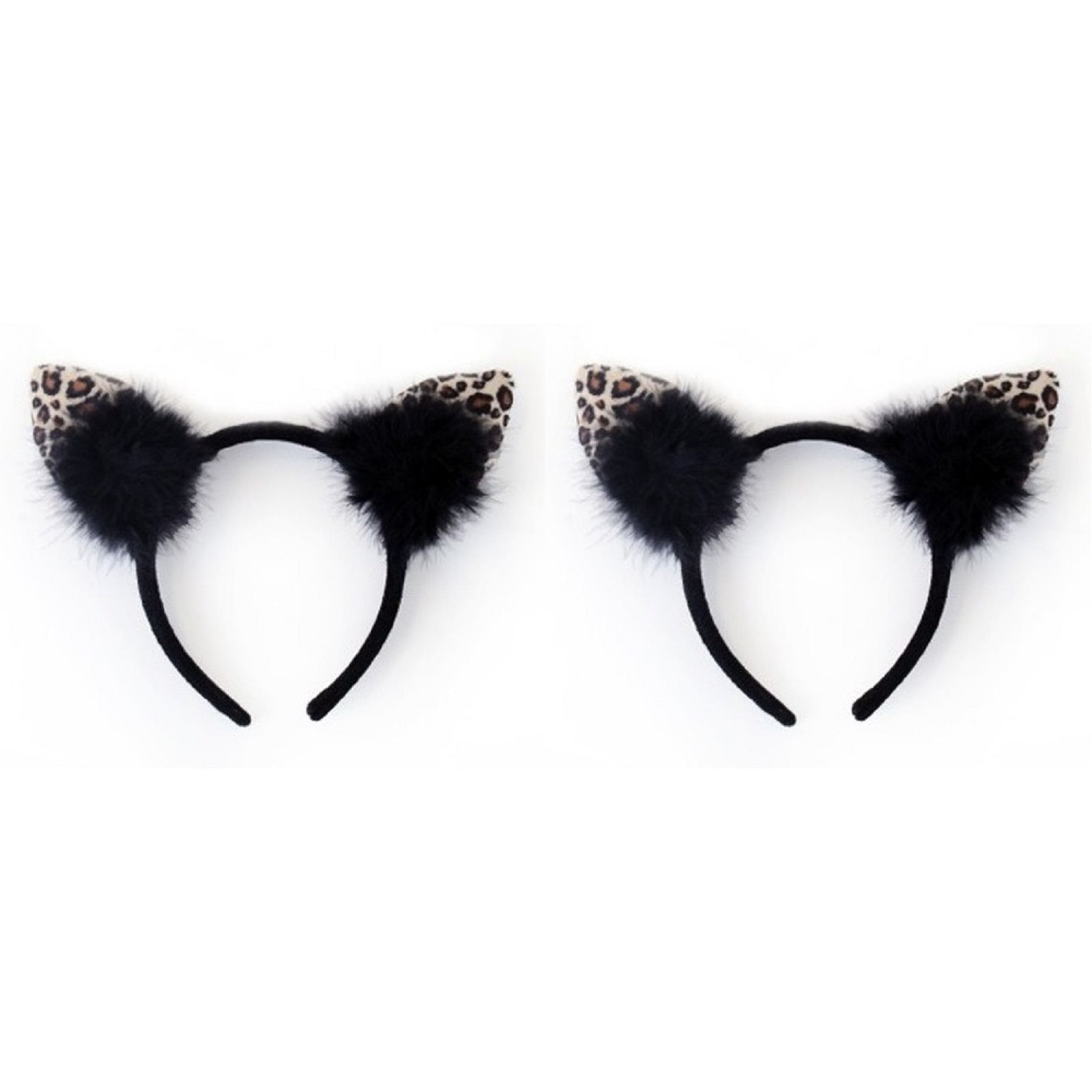 2x stuks zwarte diadeem met luipaard/katten oortjes voor dames - Carnaval verkleed oren