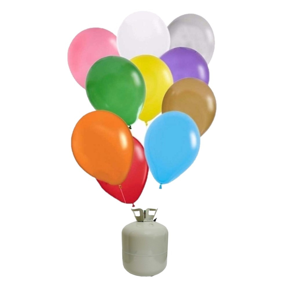 30x Gekleurde helium ballonnen 27 cm + helium tank/cilinder -