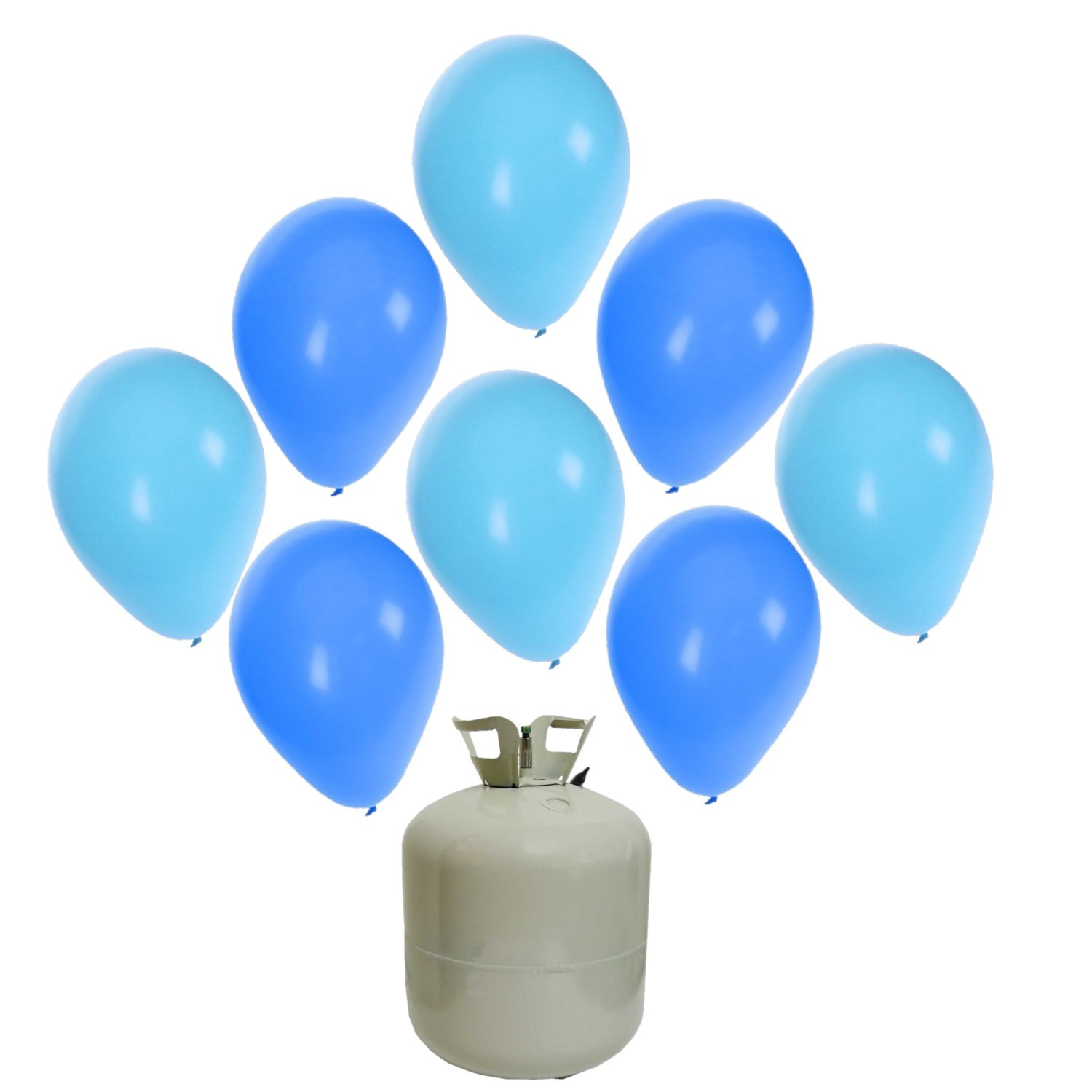 30x Helium ballonnen blauw/licht blauw 27 cm jongetje geboorte + helium tank/cilinder -