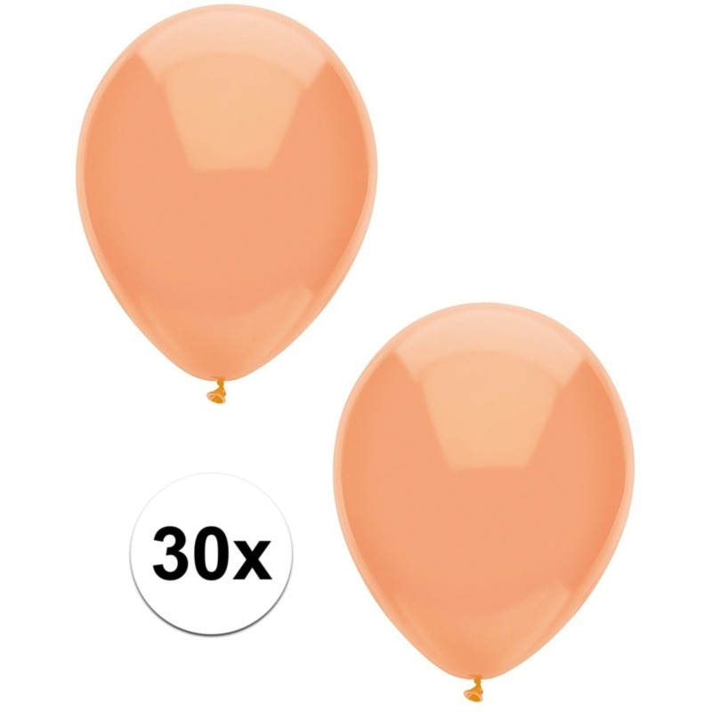 30x Perzik oranje metallic heliumballonnen 30 cm