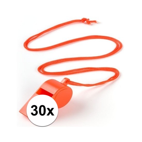30x Voordelig plastic fluitje oranje
