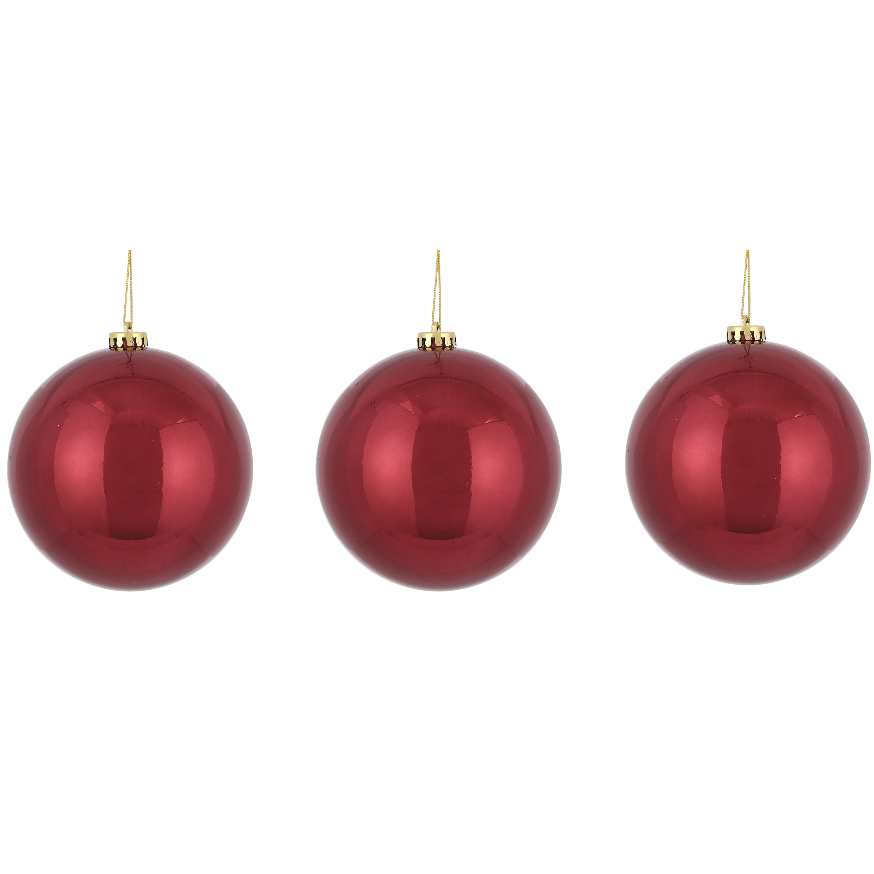 3x Grote kunststof kerstballen donkerrood 15 cm -