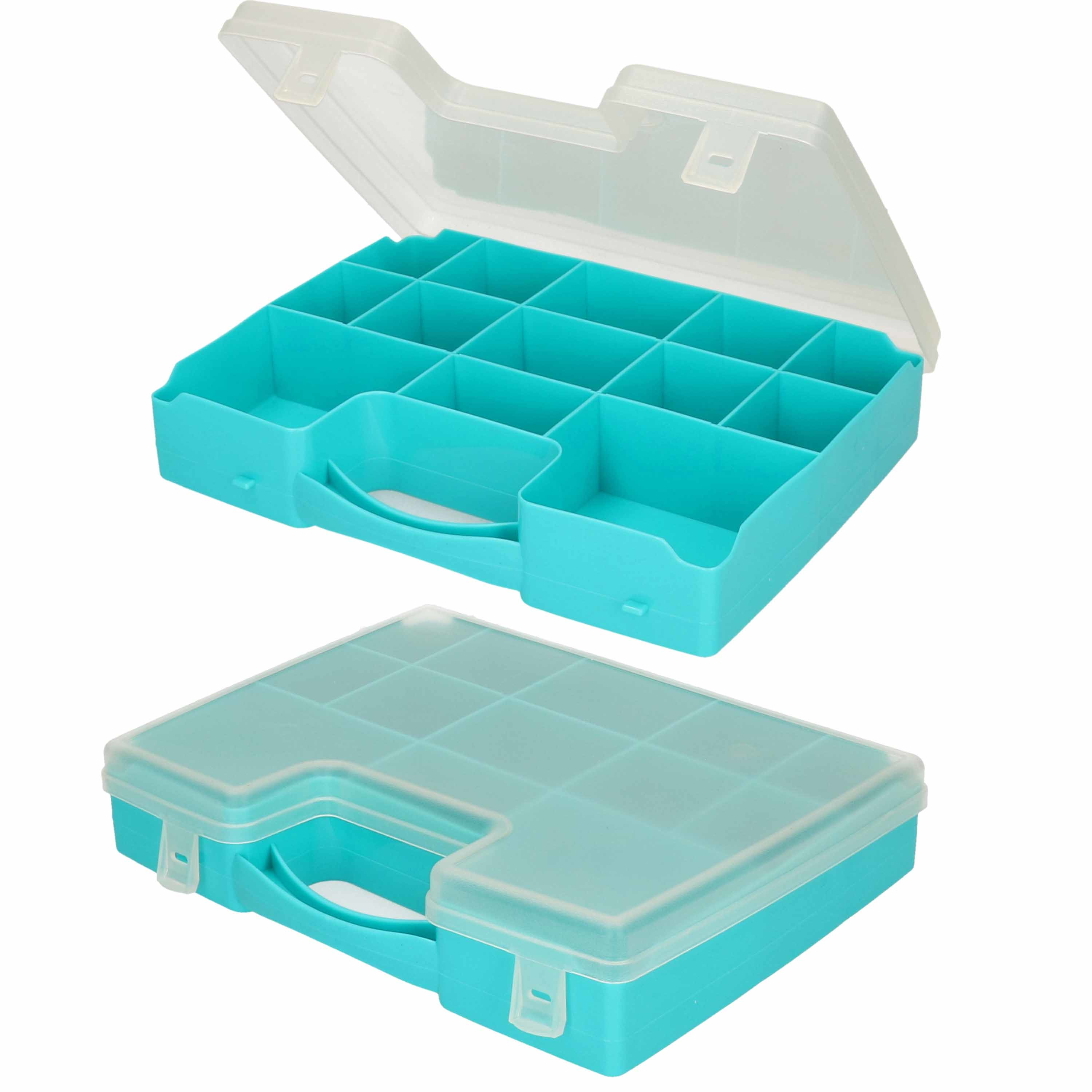 3x Opbergkoffertje/opbergboxen met kliksluiting 13-vaks blauw -