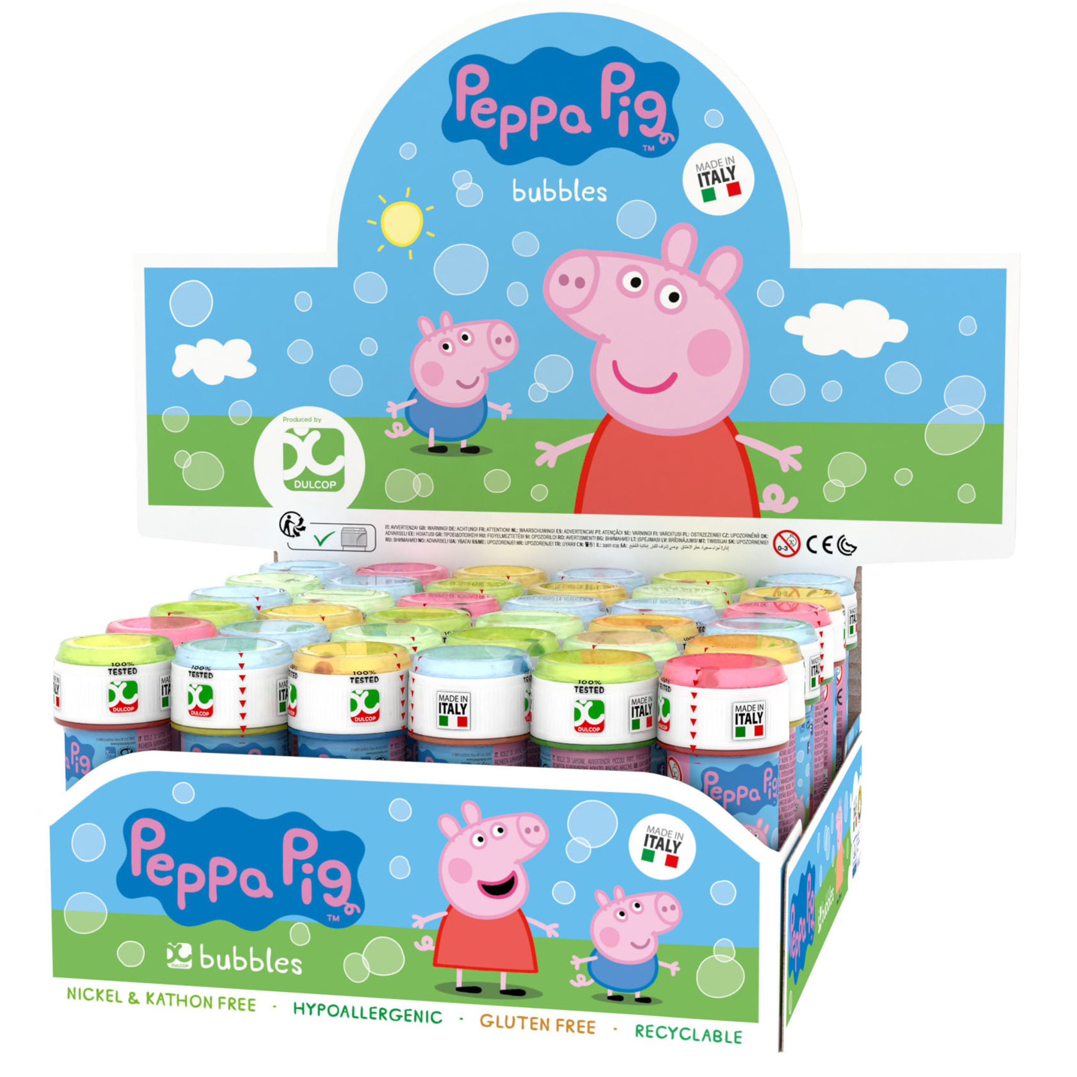 3x Peppa Pig bellenblaas flesjes met bal spelletje in dop 60 ml voor kinderen -