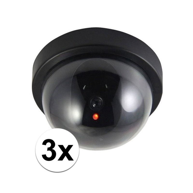 3x stuks Dummy beveiligingscameras - LED / sensor