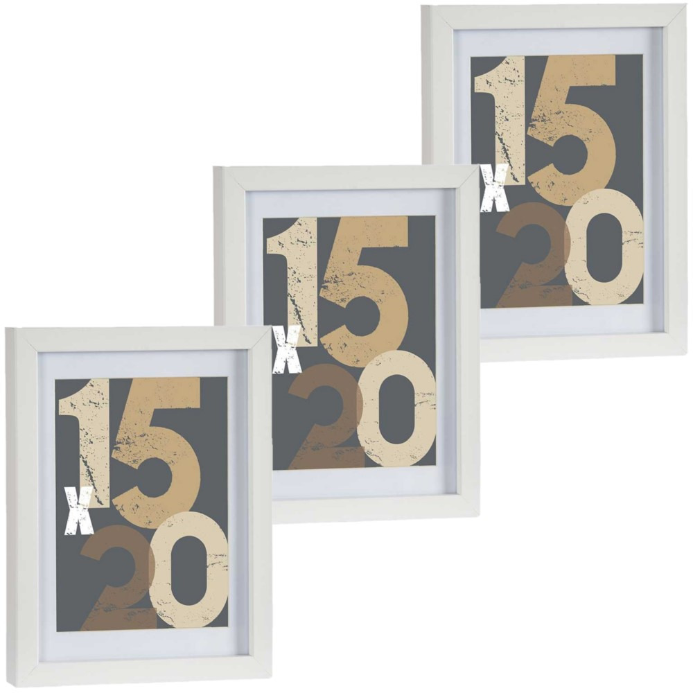 3x stuks houten fotolijst wit geschikt voor een foto van 15 x 20 cm of 18 x 24 cm -
