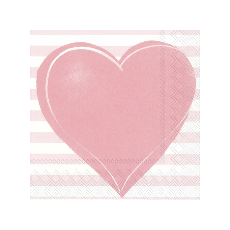 40x Roze 3-laags servetten hartje 33 x 33 cm - Baby/meisje thema