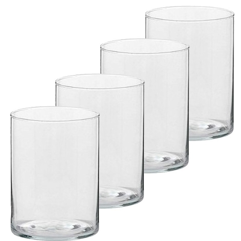 4x Glazen kaarsenhouders voor theelichtjes/waxinelichtjes 5,5 x 6,5 cm