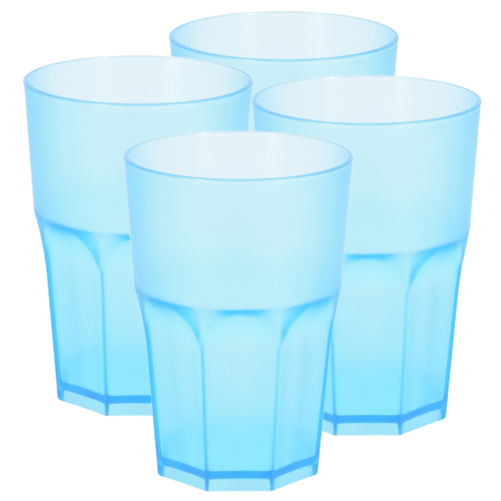4x stuks kunststof drinkbekers 430 ml blauw - Kunststof drinkbekers