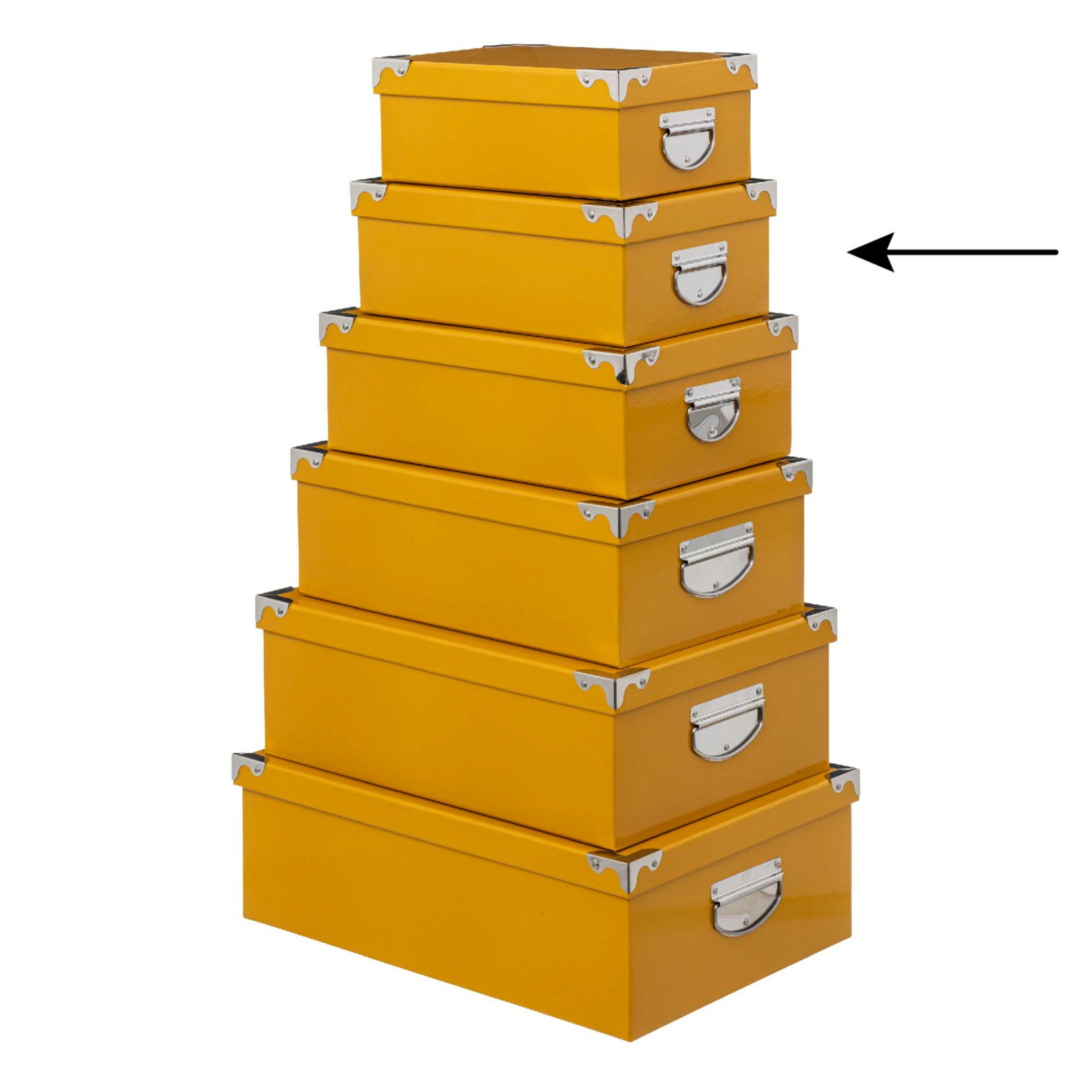5Five Opbergdoos/box - 4x - geel - L32 x B21.5 x H12 cm - Stevig karton - Yellowbox -
