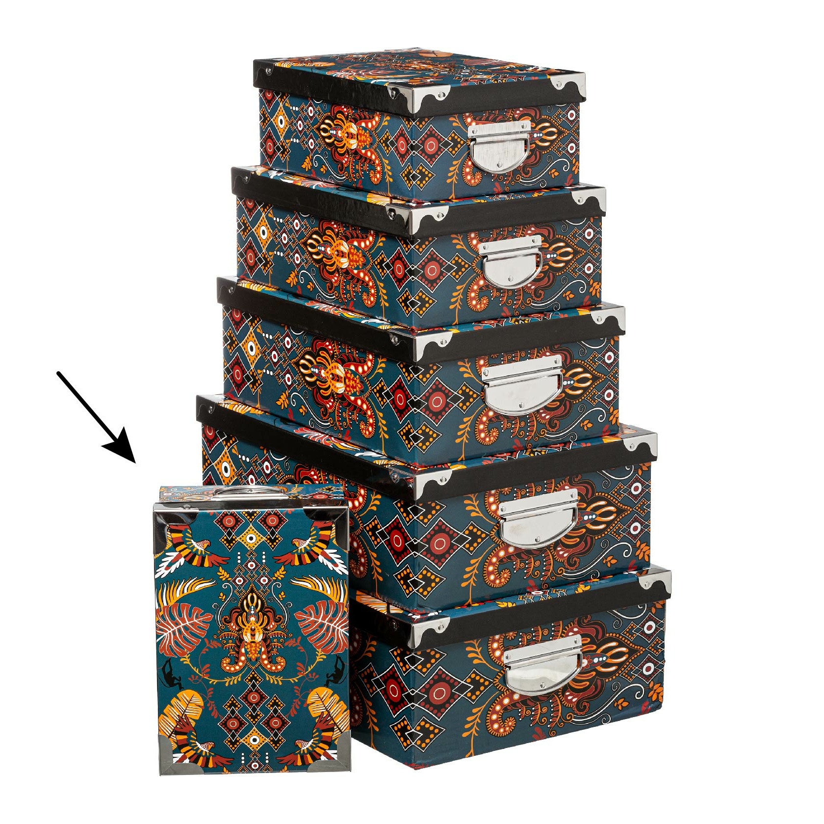 5Five Opbergdoos/box - 6x - Amazone print - L28 x B19.5 x H11 cm - Stevig karton - Amazonbox -