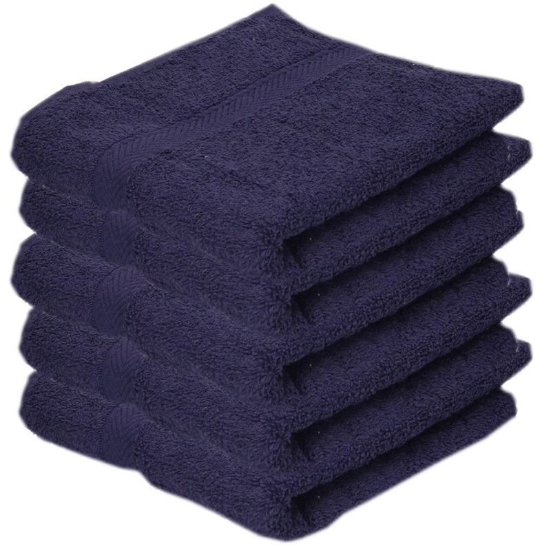 5x Luxe handdoeken navy blauw 50 x 90 cm 550 grams - Badkamer textiel badhanddoeken
