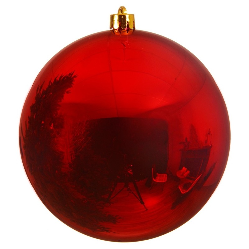 5x Grote kerst rode kunststof kerstballen van 14 cm - glans - rode kerstboom versiering