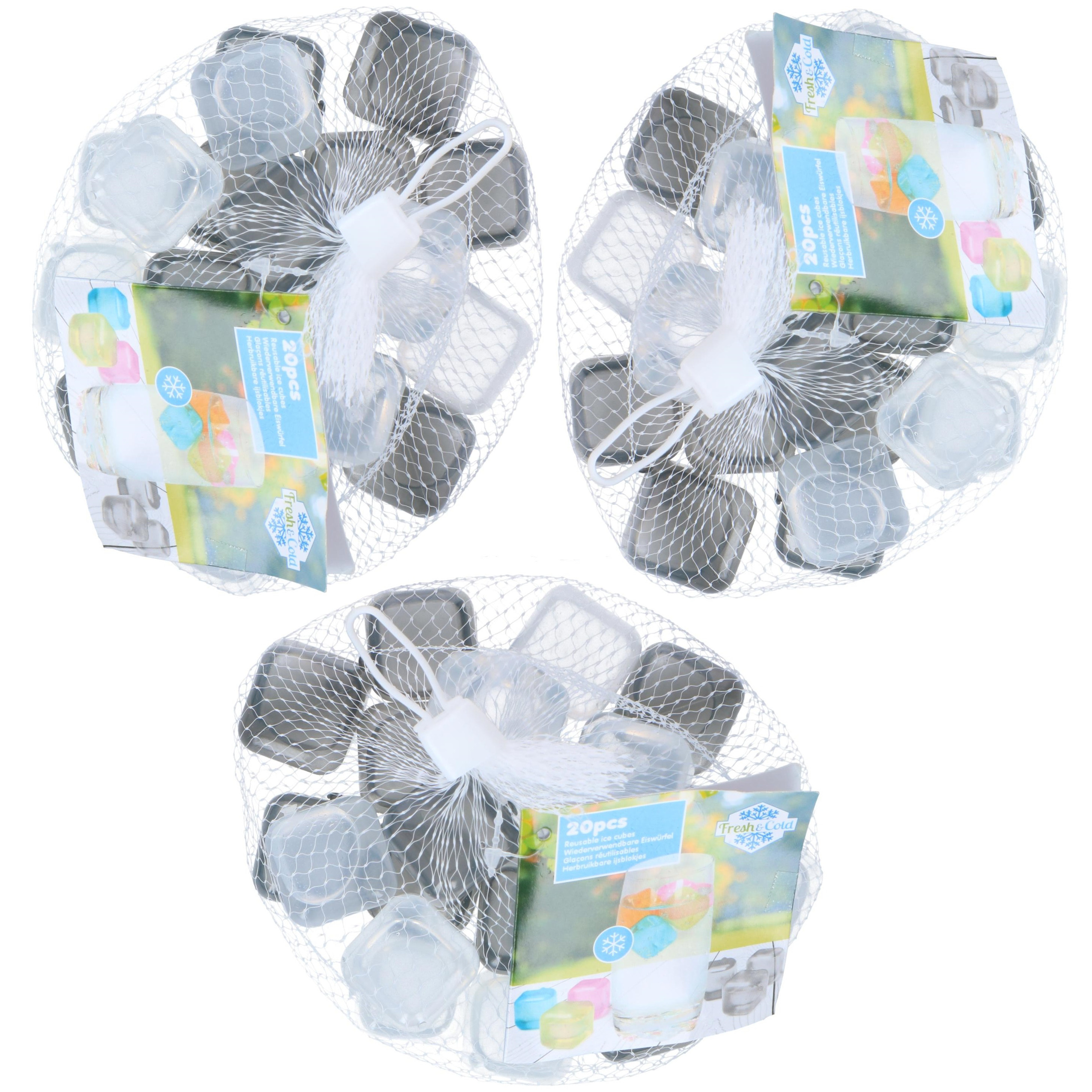 60x Herbruikbare ijsblokjes - zwart/wit - kunststof - ijsklontjes -