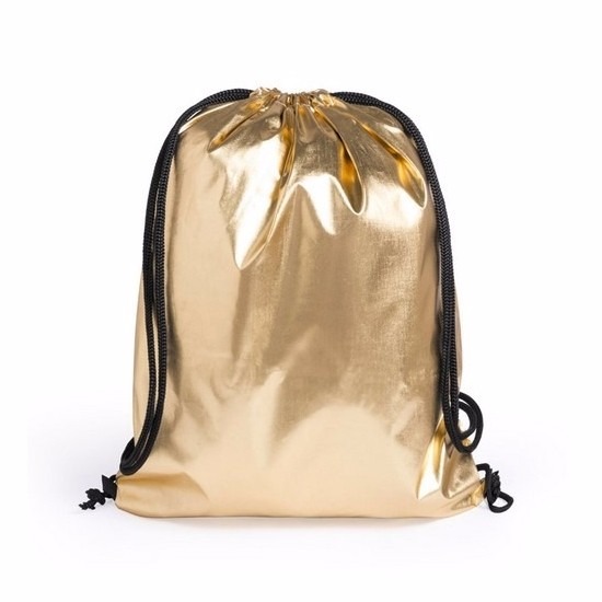 6x stuks goud metallic gymtassen/zwemtassen met rijgkoord 34 x 42 cm