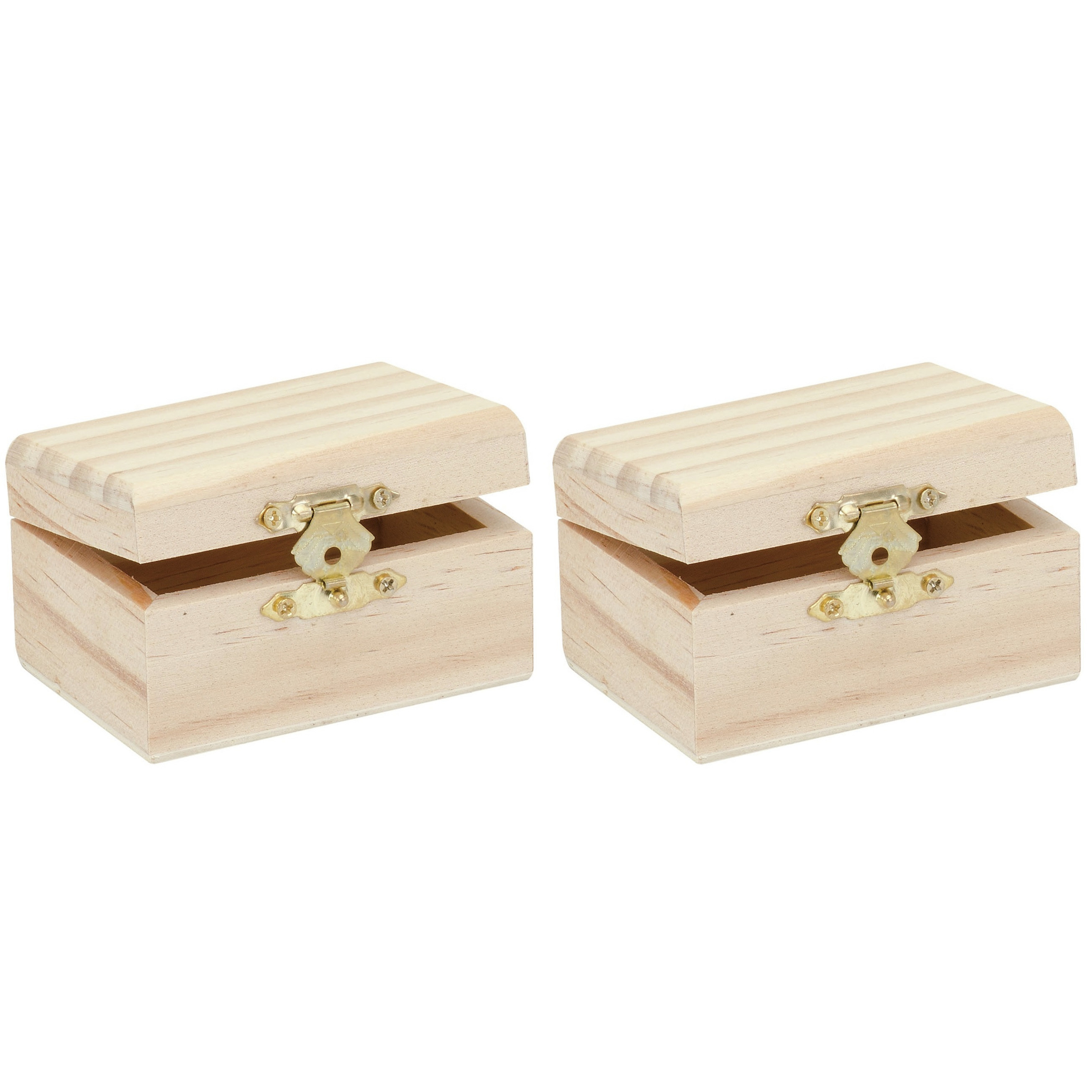 6x stuks klein houten kistje rechthoek 8 x 5.5 x 4.5 cm -