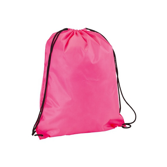 6x stuks neon roze gymtassen/sporttassen/zwemtassen met rijgkoord 34 x 42 cm