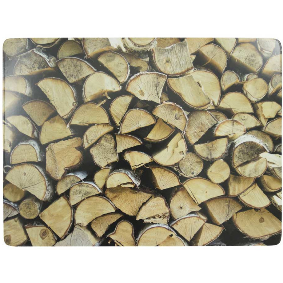 6x stuks rechthoekige placemats openhaard hout print kurk 30 x 40 cm -
