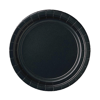 8x Zwarte wegwerp bordjes van karton 23 cm