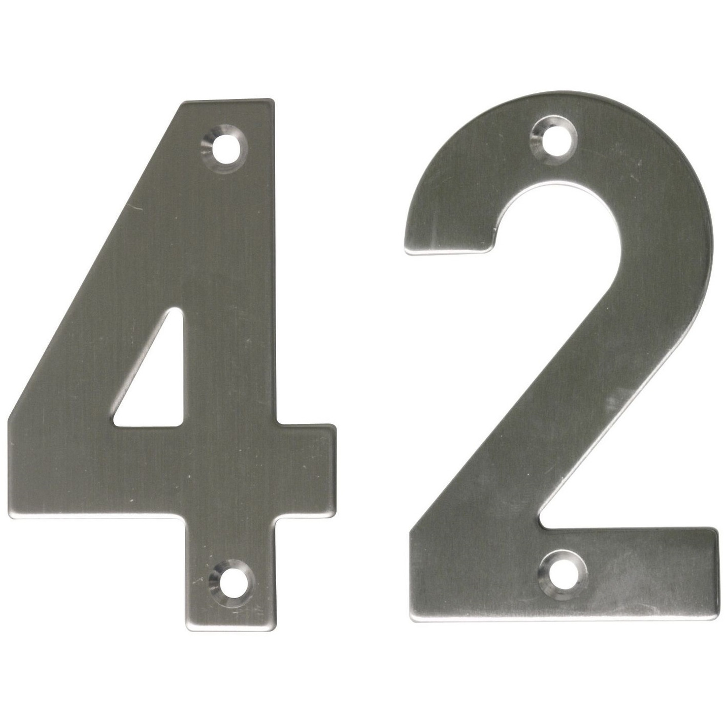 AMIG Huisnummer 42 - massief Inox RVS - 10cm - incl. bijpassende schroeven - zilver -