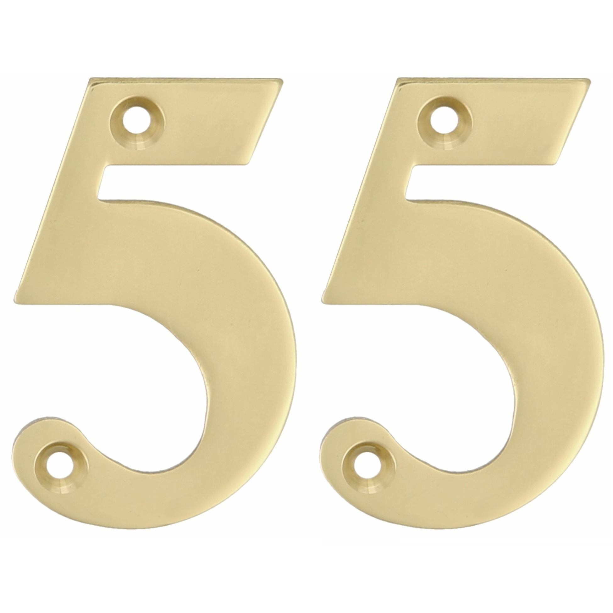 AMIG Huisnummer 55 - massief messing - 10cm - incl. bijpassende schroeven - gepolijst - goudkleur -