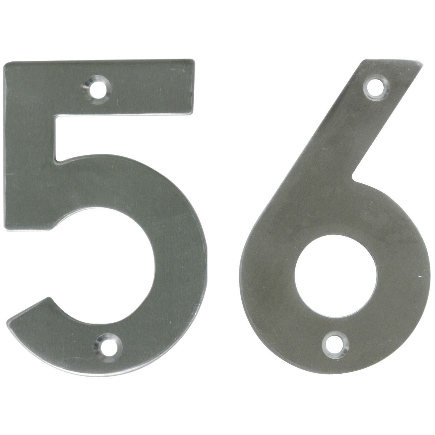 AMIG Huisnummer 56 - massief Inox RVS - 10cm - incl. bijpassende schroeven - zilver -