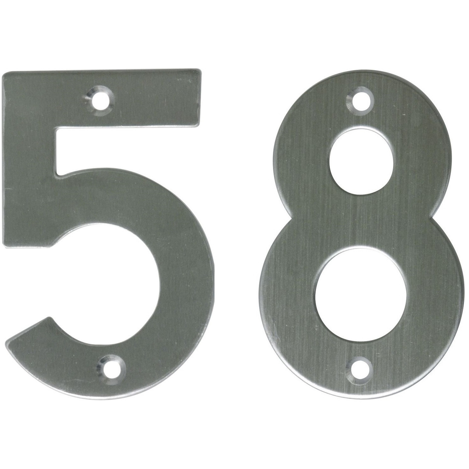 AMIG Huisnummer 58 - massief Inox RVS - 10cm - incl. bijpassende schroeven - zilver -