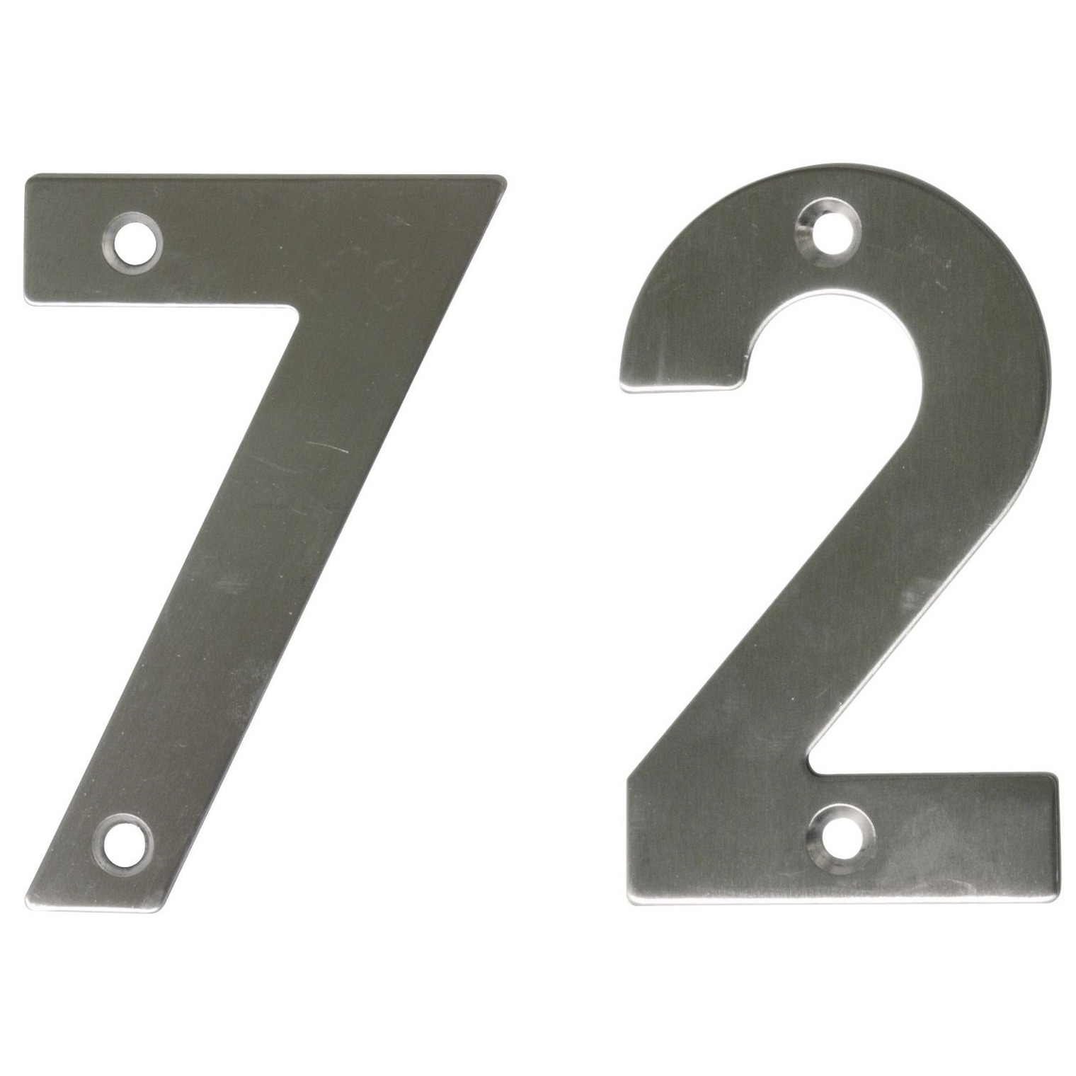 AMIG Huisnummer 72 - massief Inox RVS - 10cm - incl. bijpassende schroeven - zilver -