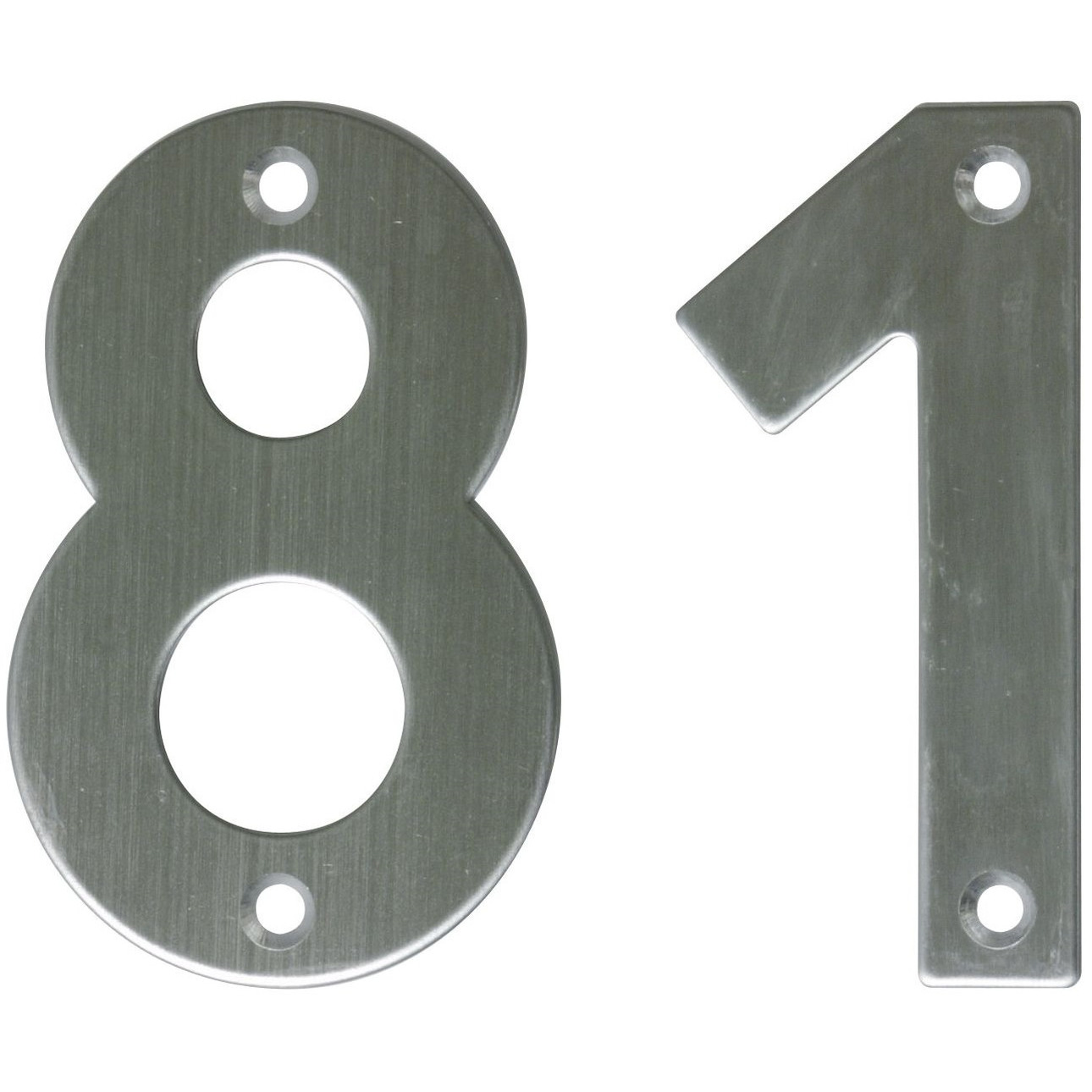 AMIG Huisnummer 81 - massief Inox RVS - 10cm - incl. bijpassende schroeven - zilver -