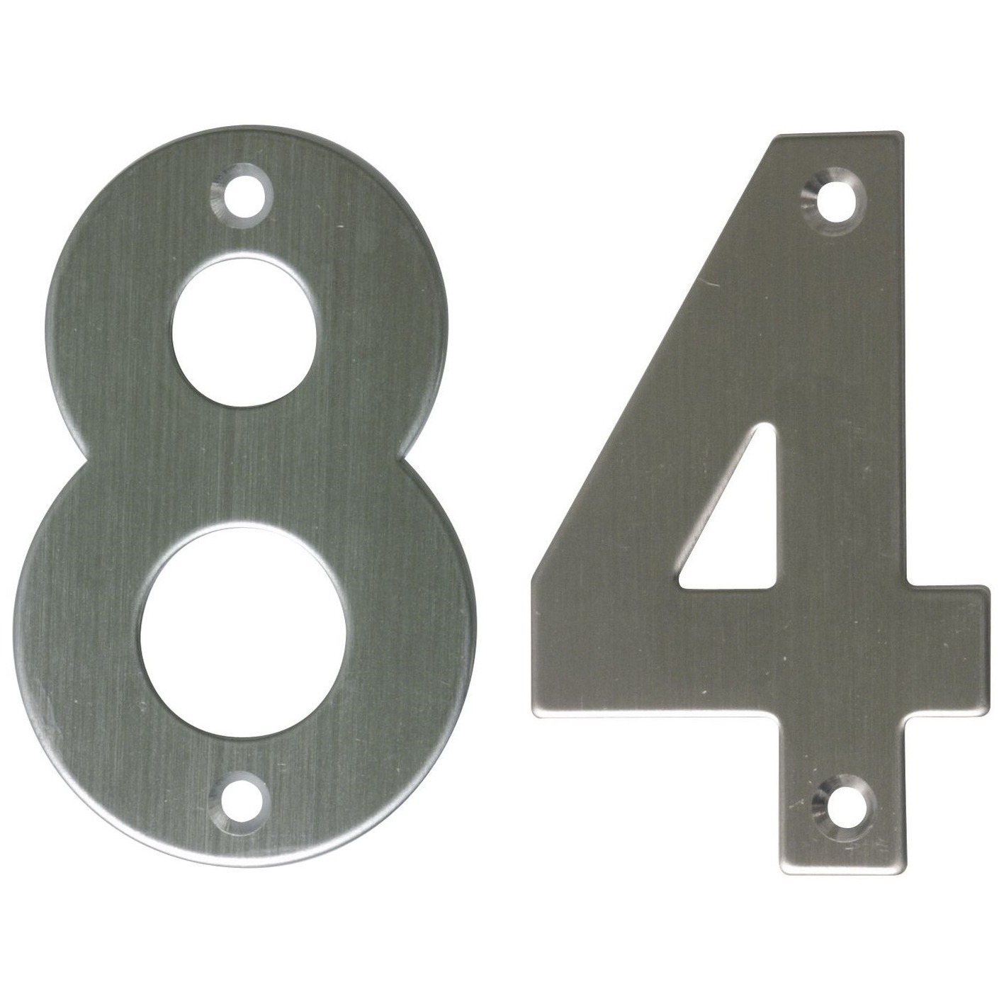 AMIG Huisnummer 84 - massief Inox RVS - 10cm - incl. bijpassende schroeven - zilver -