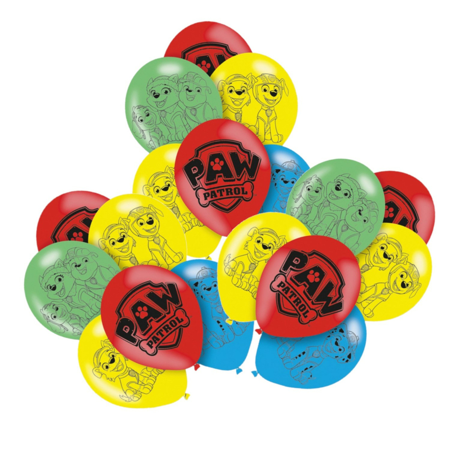 Amscan Paw Patrol themafeest ballonnen - 12x - gekleurd - 28 cm - voor kinderen -