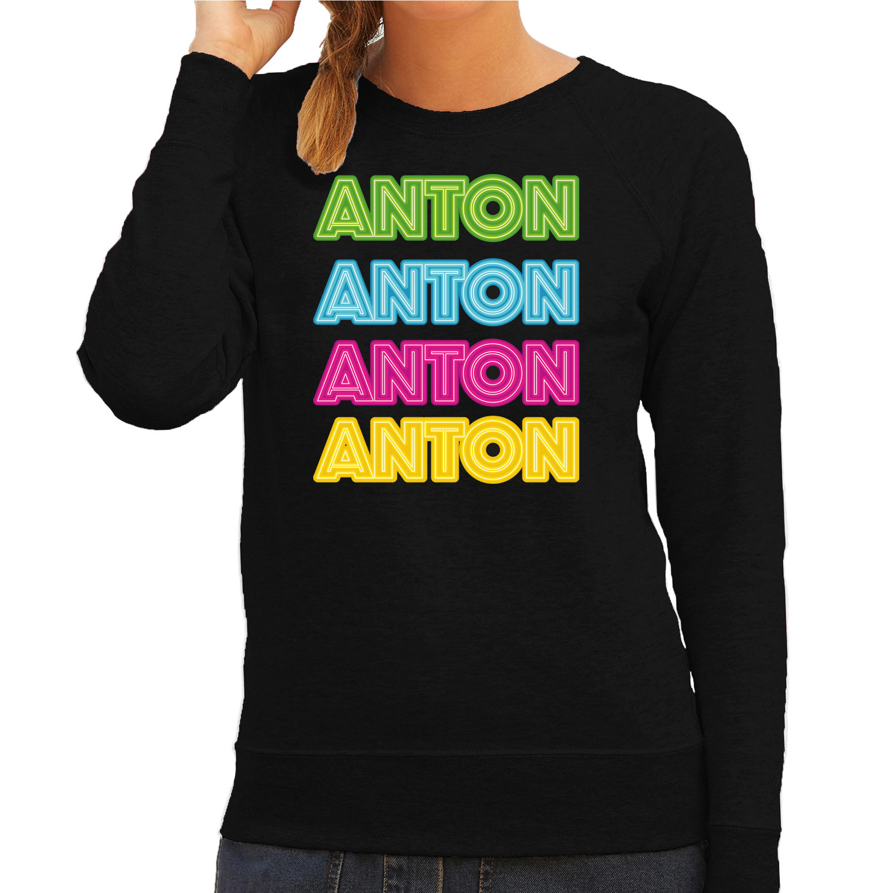 Bellatio Decorations Apres ski sweater voor dames - Anton - zwart - Anton aus tirol - wintersport XL